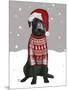 Black Labrador, Christmas Sweater 1-Fab Funky-Mounted Art Print