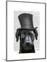 Black Labrador, Formal Hound and Hat-Fab Funky-Mounted Art Print