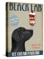 Black Labrador Ice Cream-Fab Funky-Stretched Canvas