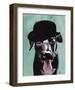 Black Labrador in Bowler Hat-Fab Funky-Framed Art Print