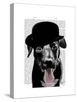 Black Labrador in Bowler Hat-Fab Funky-Stretched Canvas