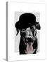 Black Labrador in Bowler Hat-Fab Funky-Stretched Canvas