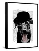 Black Labrador in Bowler Hat-Fab Funky-Framed Stretched Canvas