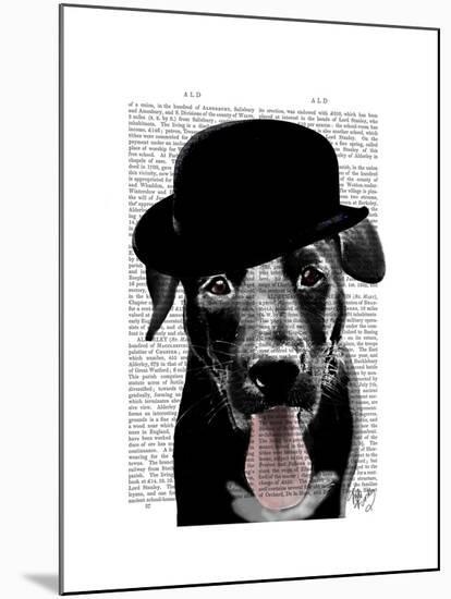 Black Labrador in Bowler Hat-Fab Funky-Mounted Art Print