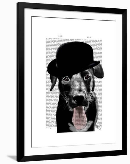 Black Labrador in Bowler Hat-Fab Funky-Framed Art Print