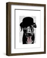 Black Labrador in Bowler Hat-Fab Funky-Framed Art Print