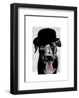 Black Labrador in Bowler Hat-Fab Funky-Framed Art Print