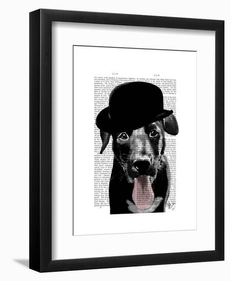 Black Labrador in Bowler Hat-Fab Funky-Framed Art Print