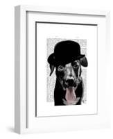 Black Labrador in Bowler Hat-Fab Funky-Framed Art Print