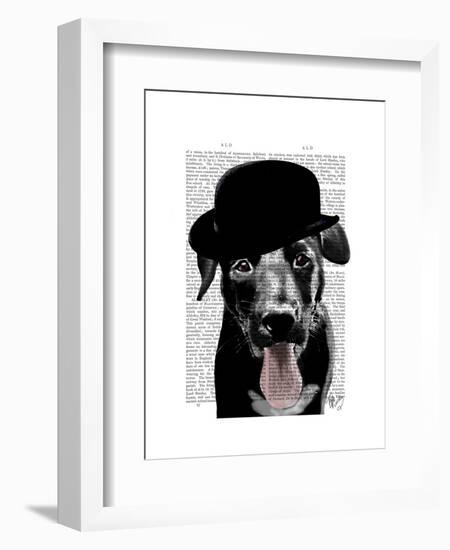 Black Labrador in Bowler Hat-Fab Funky-Framed Art Print