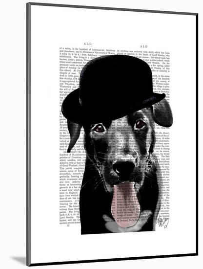 Black Labrador in Bowler Hat-Fab Funky-Mounted Art Print