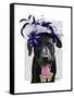 Black Labrador with Blue Fascinator-Fab Funky-Framed Stretched Canvas