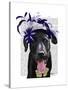 Black Labrador with Blue Fascinator-Fab Funky-Stretched Canvas