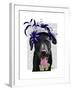 Black Labrador with Blue Fascinator-Fab Funky-Framed Art Print