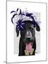 Black Labrador with Blue Fascinator-Fab Funky-Mounted Art Print