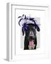 Black Labrador with Blue Fascinator-Fab Funky-Framed Art Print