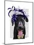 Black Labrador with Blue Fascinator-Fab Funky-Mounted Art Print