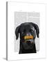 Black Labrador with Bone on Nose-Fab Funky-Stretched Canvas