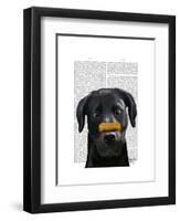 Black Labrador with Bone on Nose-Fab Funky-Framed Art Print