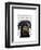 Black Labrador with Bone on Nose-Fab Funky-Framed Art Print