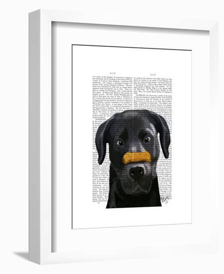 Black Labrador with Bone on Nose-Fab Funky-Framed Art Print