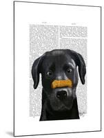 Black Labrador with Bone on Nose-Fab Funky-Mounted Art Print