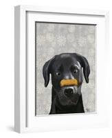 Black Labrador with Bone on Nose-Fab Funky-Framed Art Print