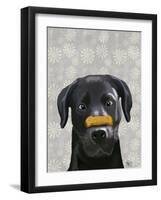 Black Labrador with Bone on Nose-Fab Funky-Framed Art Print