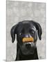 Black Labrador with Bone on Nose-Fab Funky-Mounted Art Print