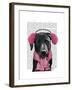 Black Labrador with Ear Muffs-Fab Funky-Framed Art Print