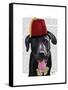 Black Labrador with Fez-Fab Funky-Framed Stretched Canvas