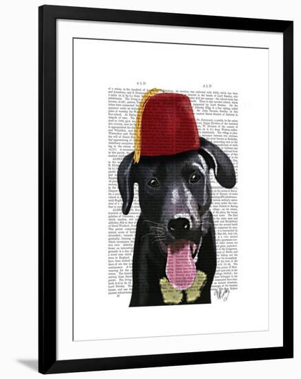 Black Labrador with Fez-Fab Funky-Framed Art Print