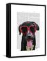 Black Labrador with Heart Sunglasses-Fab Funky-Framed Stretched Canvas