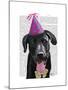 Black Labrador with Party Hat-Fab Funky-Mounted Art Print