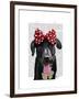 Black Labrador with Red Bow on Head-Fab Funky-Framed Art Print