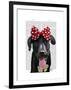 Black Labrador with Red Bow on Head-Fab Funky-Framed Art Print