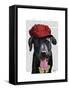 Black Labrador with Red Cap-Fab Funky-Framed Stretched Canvas