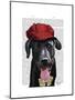 Black Labrador with Red Cap-Fab Funky-Mounted Art Print