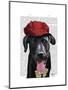Black Labrador with Red Cap-Fab Funky-Mounted Art Print