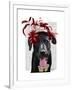 Black Labrador with Red Fascinator-Fab Funky-Framed Art Print