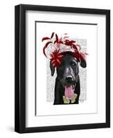 Black Labrador with Red Fascinator-Fab Funky-Framed Art Print