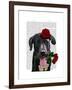 Black Labrador with Roses-Fab Funky-Framed Art Print