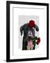 Black Labrador with Roses-Fab Funky-Framed Art Print