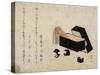 Black Lacquer Box with Koto Strikers-Katsushika Hokusai-Stretched Canvas