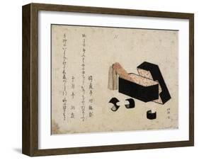 Black Lacquer Box with Koto Strikers-Katsushika Hokusai-Framed Giclee Print