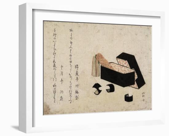 Black Lacquer Box with Koto Strikers-Katsushika Hokusai-Framed Giclee Print