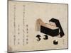 Black Lacquer Box with Koto Strikers-Katsushika Hokusai-Mounted Giclee Print