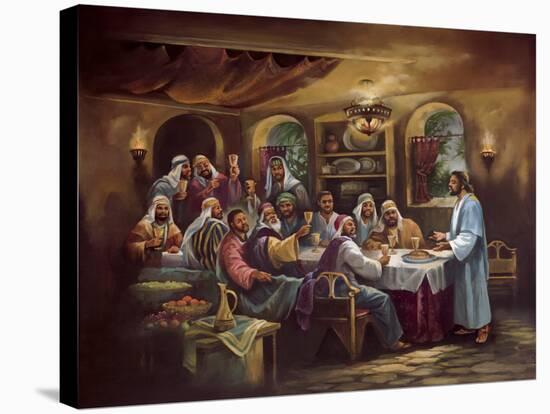 Black Last Supper-Bev Lopez-Stretched Canvas