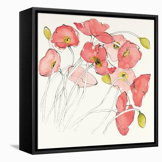 Black Line Poppies II Watercolor-Shirley Novak-Framed Stretched Canvas