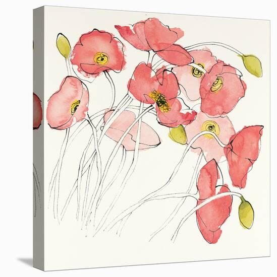 Black Line Poppies II Watercolor-Shirley Novak-Stretched Canvas